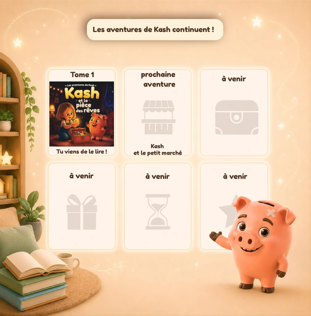 Présentation de la collection Les aventures de Kash avec le tome 1 et les prochaines aventures à venir.